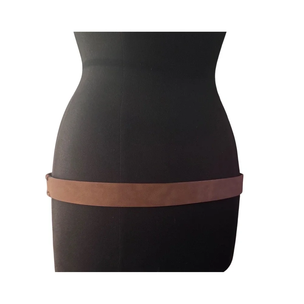 Jessica Simpson Womens XL 34-38 Waist Brown Faux Leather Stitch‎ Detail Belt